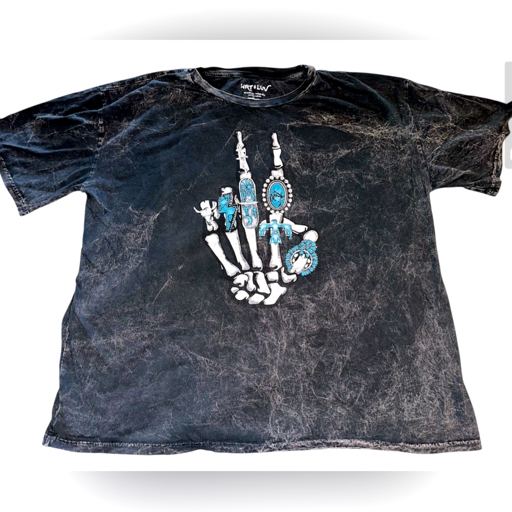 XL Western Skeleton Turquoise rings t-shirt